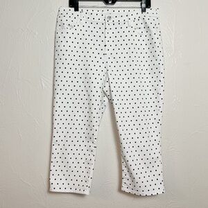Chicos Polka Dot Perfect Stretch Girlfriend Slim Leg Capri Size 2 Large (US 12)